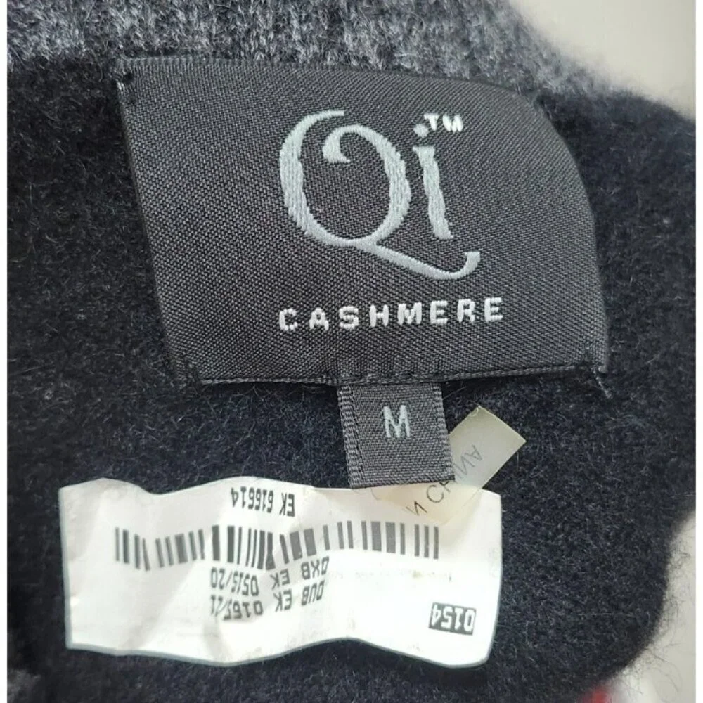 QI Cashmere Men’s Black 1/4 Zip Pullover Sweater 100% Cashmere Size M
